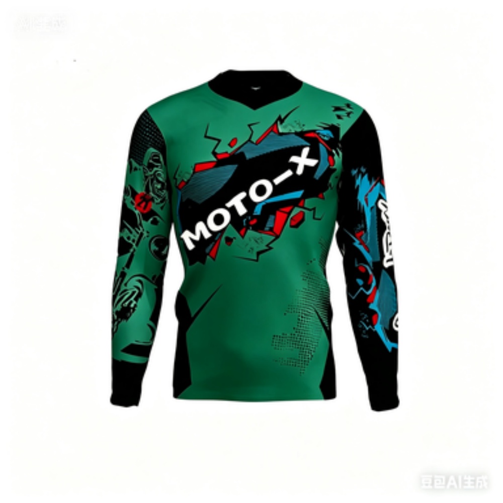 Cycling - Atasan Olahraga Lengan Panjang Bertema MOTO-X,