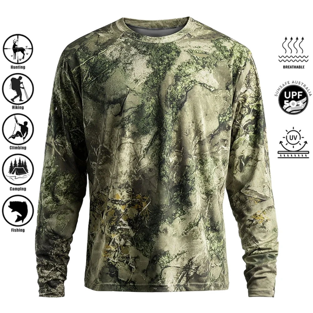 Hiking - Kaos Lengan Panjang Pria, Bahan Poliester,