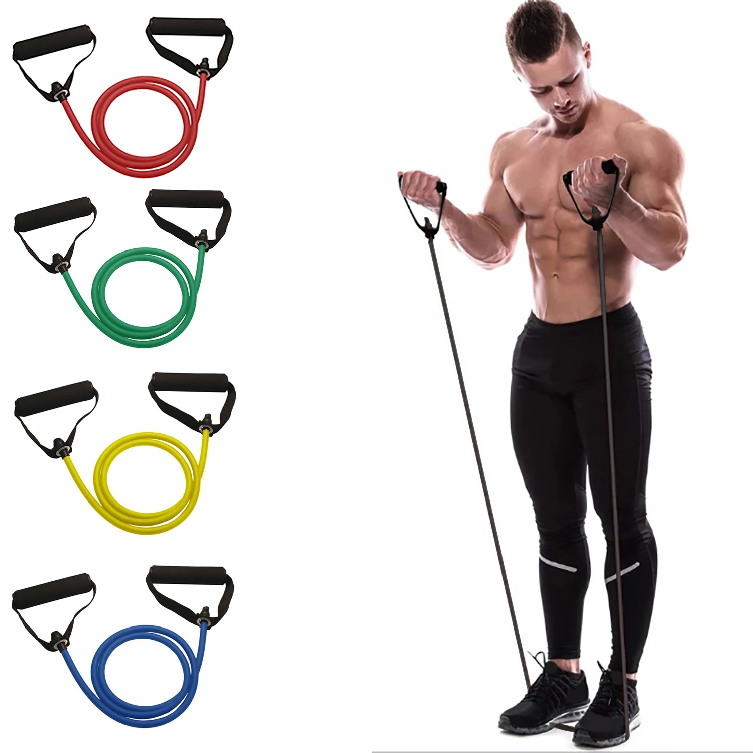 Resistance Bands Set With Handles - Pita Latihan Tahanan dengan Pegangan, Pita