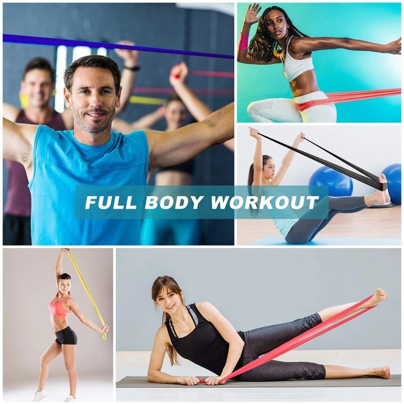 Pita Latihan Lateks Alami, Pit - Pilates Bar Kit With Resistance Bands ulasan dan harga