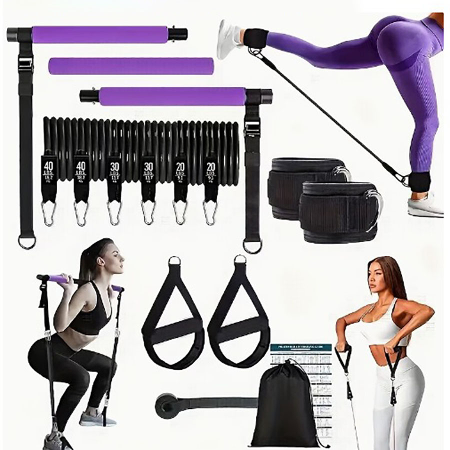 Resistance Band 180lbs dengan  - Pilates Bar Kit With Resistance Bands ulasan dan harga