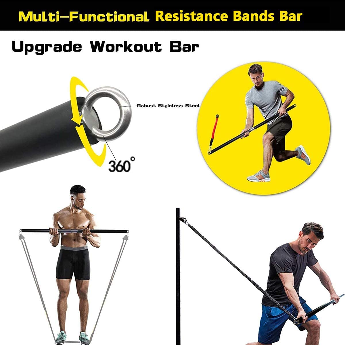 150lb Gelang Elastis Tahan Ram - Pilates Bar Kit With Resistance Bands ulasan dan harga